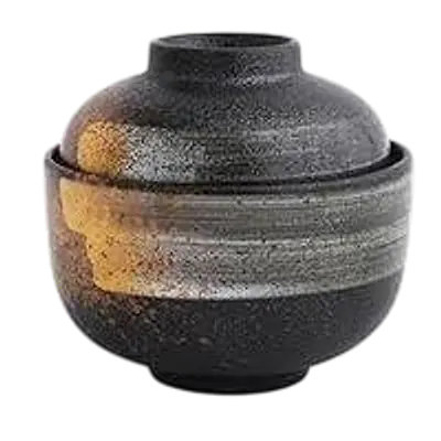 Traditional Japanese Hakuboku Ceramic Miso Soup Bowl primary image