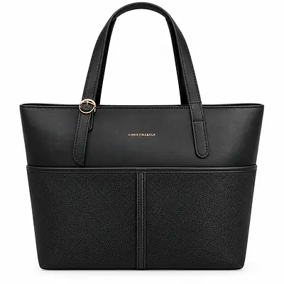 Christina & Olk Black Two-Tone Structured Tote Bag primary image