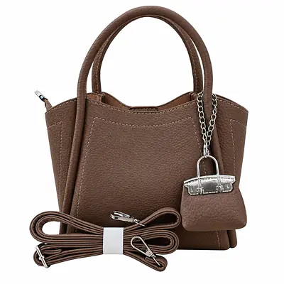 Structured Pebbled Leatherette Mini Tote Bag with Lock Charm primary image