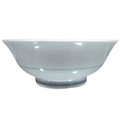 Minimalist White Ceramic Rice Bowl with Blue Rim - Master