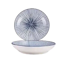 Japanese Ceramic Deep Dinner Plate – Sendan Tokusa Blue & White Design - Master