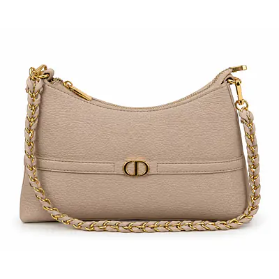 Dior Pebbled Leather Small Hobo Bag with Braided Chain Strap primary image