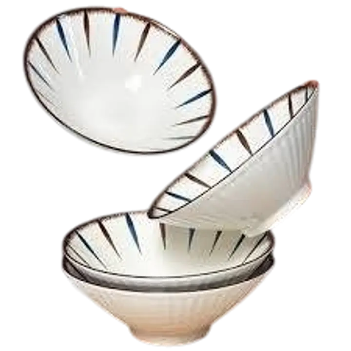 Japanese-Style Ceramic Ramen Bowl – Multi-Color Radial Stripe Design - Master