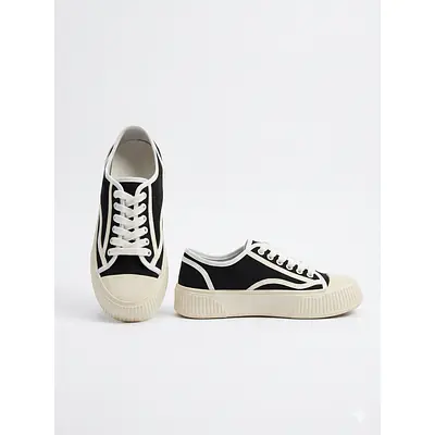 Low-Top Canvas Platform Sneakers. primary image